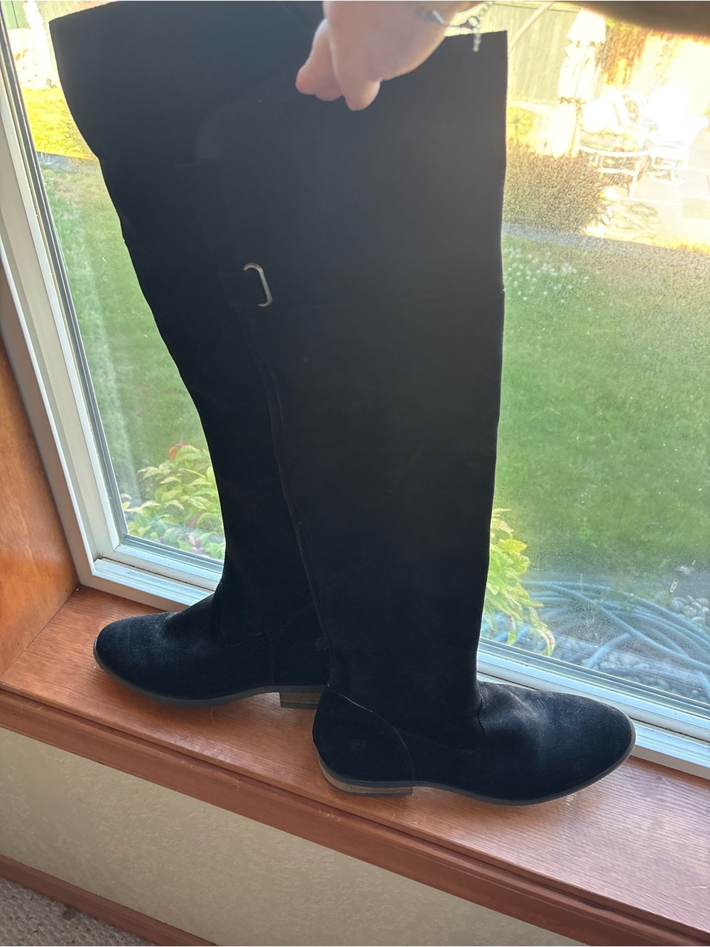 Black Zip Up Over-the-Knee Suede Boots